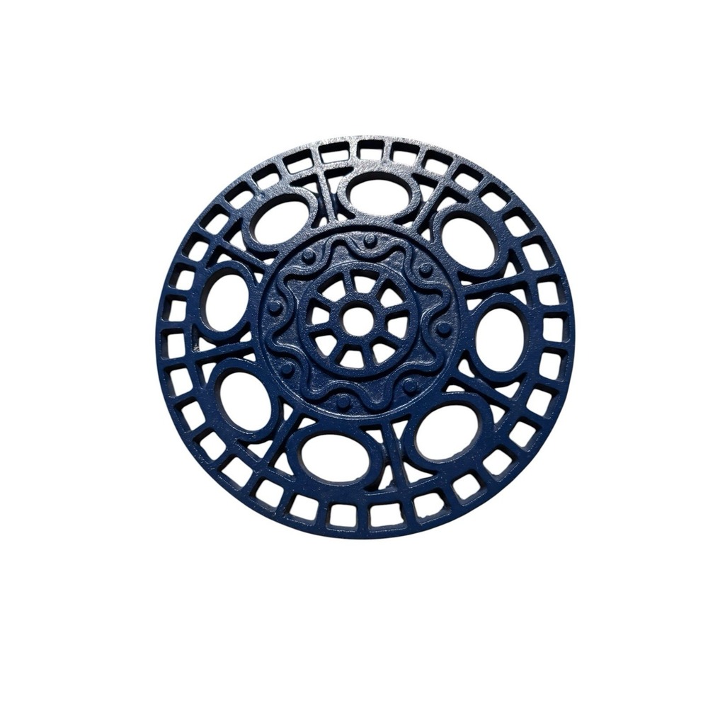 DANSK MCM Navy Blue 8 1/4" Cast Iron Trivet Denmark 1970's